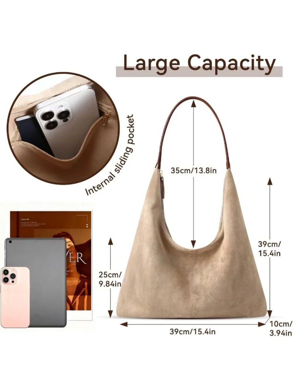 Chic Suede Shoulder Bag for Women | Slouchy Tote, Boho Crossbody & Satchel